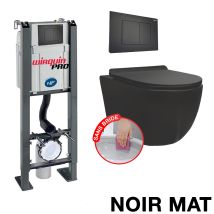 Wc-komplettpaket Ohne Flansch Freistehendes Gestell + Becken Mattschwarz Ohne Flansch + Platte Mattschwarz