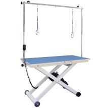 Mesa eléctrica para perros – Diseño robusto con ruedas – Altura ajustable 42-96 cm – Color azul – Garantía profesional Ibáñez 1 año