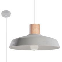 LEDKIA – Afra Pendant Lamp – Concrete & Wood – 40/40/115 cm – E27 Max 15W – Grey – Stylish Lighting for Home & Business