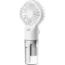 2-in-1 Portable Misting Fan, Mini Fan With Usb-c Rechargeable Battery, 4 Adjustable Speeds (white)