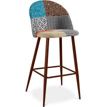 Sgabello Imbottito In Patchwork - Stile Scandinavo - Patty Multicolore