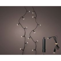 Catena Led Multifunzione Per Esterni Con Batteria, 100 Led, Luce Fredda E Cavo Nero Da 7,4 M.