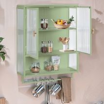 Amxcnoy 60cm Glass Doors Modern Two-door Wall Cabinet With Featuring Two-tier Enclosed Storage, An Open Shelf, And Towel Rack, For Entryway Living 