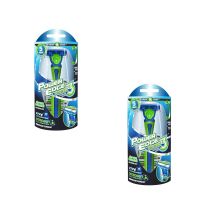 Vitaeasy - Rasoir 3 Lames Tête Pivotante 5 Rechanges Plastique 14 Cm - Lot De 2 - Bleu Et Vert