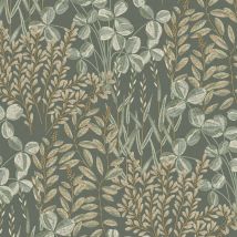 Vliestapete - Inia - Grün Gold Beige Bäume Blätter Grandeco - A78901