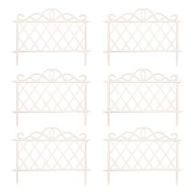 Redwood Leisure - Pack Of 6 27cm White Plastic Garden Patio Lawn Border Fence Edging