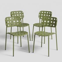4 Sillas De Jardín Para Exterior En Acero Y Polipropileno Clover Yes - Verde Oscuro