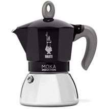Bialetti - Cafetera Italiana Nueva Moka Inducción 6 Tazas Negro Y Plata