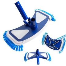 Cepillo limpiador de piscina AREBOS – Conexión para manguera Ø 32/38 mm – Peso 1 kg – Color Blanco/Azul