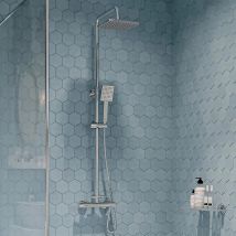 Gainsborough - Gdse Square Dual Outlet Thermostatic Bar Mixer Shower Chrome Riser