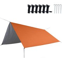 Voile D'Ombrage, Bâche De Camping, Tente Imperméable Abri Protection Couverture En Plein Air Randonnée Pêche Pique-nique Tente Bâche Abri, Orange, 