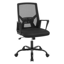Klihome - Chaise De Bureau Ergonomique Chaise Pivotante Avec Dossier Rabattable, Réglable En Hauteur, Roulettes Universelles À 360° Et Accoudoirs, 