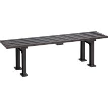 BLOME – Banc sans dossier en plastique brun chocolat – 1500 mm longueur, 370 mm profondeur, 415 mm hauteur – Mobilier d'intérieur