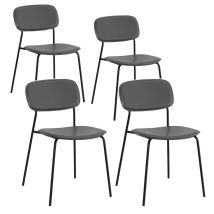 Set 4 Sedie Ergonomiche In Pvc Per Cucina E Ufficio Grigie - Hani