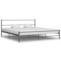 284687 Bed Frame Without Mattress Grey Metal 200x200 Cm Vidaxl