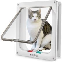 L&h-cfcahl - Große Katzenklappe Mit 4-wege-magnet(28 X 24,9 X 5,5 Cm Xl Weiß) 4-wege-katzenklappe Für Katzen Und Kleine Hunde. Einfach Zu Installieren