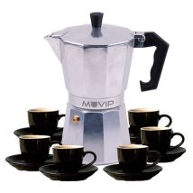 Mv0604 Kaffeemaschine De Aluminium - Fassungsvermögen 6 Tassen - Griff De Hitzebeständiges Bakelit Ergonomisch - Geeignet Für Elektro-, Glaskeramik-, 