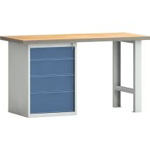 Klw-lutz Betriebseinrichtungen Werkbank Pw 700 B1500xt700xh840mm Buche Multiplex Lichtgrau Brillantblau 4schubl - Wns515n-1500m40-e7031 7035/500