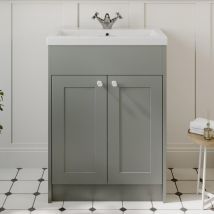 Park Lane - Grey Gloss Bathroom Vanity Unit With Basin Sink Cabinet Storage - 600mm