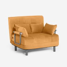 Poltrona Letto Pieghevole Salvaspazio In Velluto Deborah Twin Lux - Beige