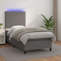 Maison Chic - Struttura Letto Led Con Materasso A Molle 90x200 Cm Sintetico Grigio Tdl0209513