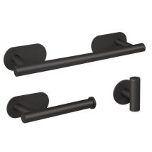 Valaz - Conjunto Accesorios De Baño Thomas 30 Negro Mate Toallero + Portarrollos + 1 Percha