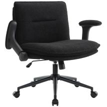 Iwmh Office Chair, Swivel Chair With Foldable Armrests And Casters, Height-adjustable Desk Chair For Bedroom, Living Room, Office - Black