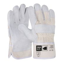 Pro Fit Rindspaltleder Arbeitshandschuh Friese, Größe 12 (xxxl) - 1 Paar, Natur, Canvas-stulpe, Weich & Flexibel
