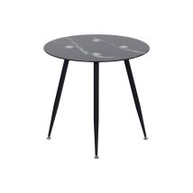 Mog Casa - Mesa De Comedor Fija Redonda Corin 80 X 80 X 75 Cm Ideal Para Cocina O Salon Materiales Resistentes Tablero Con Efecto Marmol Negro Patas 