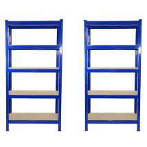 2 Estanterías Metálicas Azules T-rax Sin Tornillos 75x150x30cm De 5 Niveles Estanterias Metalicas Capacidad 150kg Por Estante Almacenamiento 