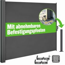 Casaria Seitenmarkise Nosara 160/180x300 Cm Ausziehbar Blickdicht Wasserabweisend Sonnenschutz Markise Balkon Terrasse Garten Anthrazit Creme 