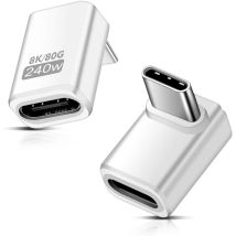 2er-pack 90°-usb-c-verlängerungsadapter, 80 Gbit/s, Usb-c-stecker Auf -buchse, Vertikaler Winkeladapter, 240 W, Thunderbolt-5-verlängerungsanschluss 