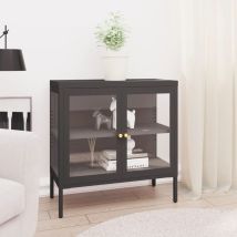 Sideboard Anthracite 70x35x70 Cm Steel And Glass Vidaxl