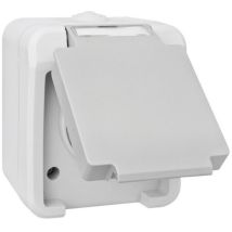 Feuchtraum-Steckdose IP54 250 V~ 16 A hellgrau/dunkelgrau für Aufputz-Montage Peranova