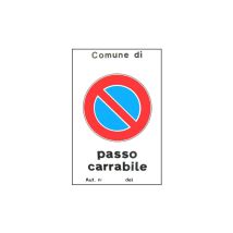 Cartello Passo Carrabile - Alluminio Catarifrangente - 25x45 Cm