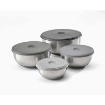 Joseph Joseph Prep&store- Ciotole Per Nidi Di Miscelazione In Acciaio Inossidabile Con Coperchio, Set Di Contenitori Per Ciotole In Metallo, Acciaio 