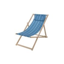 Silla Plegable de Madera de Haya con Tejido Estampado Azul – Dimensiones 97 x 56 x 85 cm – Carga Máxima 110 kg