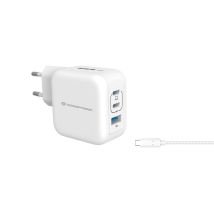 Cargador USB interior Conceptronic – Carga rápida – 2 puertos USB Tipo C – 100-240V – Protección sobrecalentamiento, sobrecarga