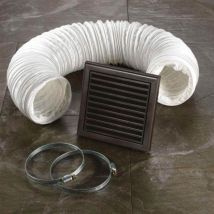 Brown Fixed Grille 3m Flexible Ducting Extractor Fan Accessory Kit With Hose Clamps - 32500 - Hib