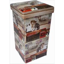 Biscottini – Puf contenedor recerrable de simil cuero – 32x32x60 cm – Accesorio decorativo versátil y elegante