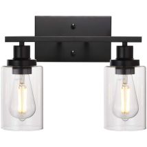 Galozzoit – Vintage-badezimmerwandleuchte In Schwarz – Klarglasschirm – Led-kompatibel – Einfache Installation – Einstellbare Helligkeit