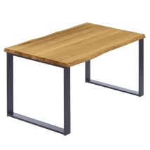 Esstisch Küchentisch, Mit Baumkante 120x60x76 Cm (axbxh), Modern, Rustikal / Anthrazit, Lcb-01-a-003-7016m - Lamo Manufaktur
