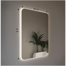 Espejo De Pared Retroiluminado Led 80x70 Espesor 4 Mm, Cm Con Esquinas Redondeadas