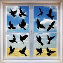16 Pegatinas Anticolisión Grandes Para Ventanas, Con Siluetas De Pájaros Autoadhesivas, Que Previenen Colisiones Entre Pájaros Y Personas Contra Las 