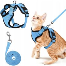 Arnés Sin Presión Para Gato Y Perro Xs Con Correa De 150 Cm, Ajustable, Azul