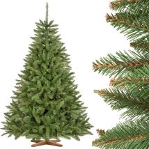 Fairytrees - Künstlicher Weihnachtsbaum Fichte Natur, Mit Grünem Stamm Und Echtholz Baumständer