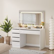 Westwood Dressing Table 120cm Large Tabletop Vanity Desk Led Mirror 5 Drawers
