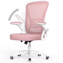 Naspaluro - Office Chair Ergonomic - Bigzzia Desk Chair With 90° Flip-up Armrest Lumbar Support - Executive Swivel Computer Chair - Pink
