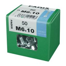 Fadix - Caja De 50 Unidades De Tornillo Métrico Con Cabeza Hexagonal Y Tuerca En Cinc M 6x10mm