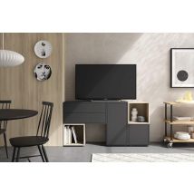 Abitare - Parete Attrezzata Porta Tv 150 Cm Grigio Scuro E Rovere - Spa
